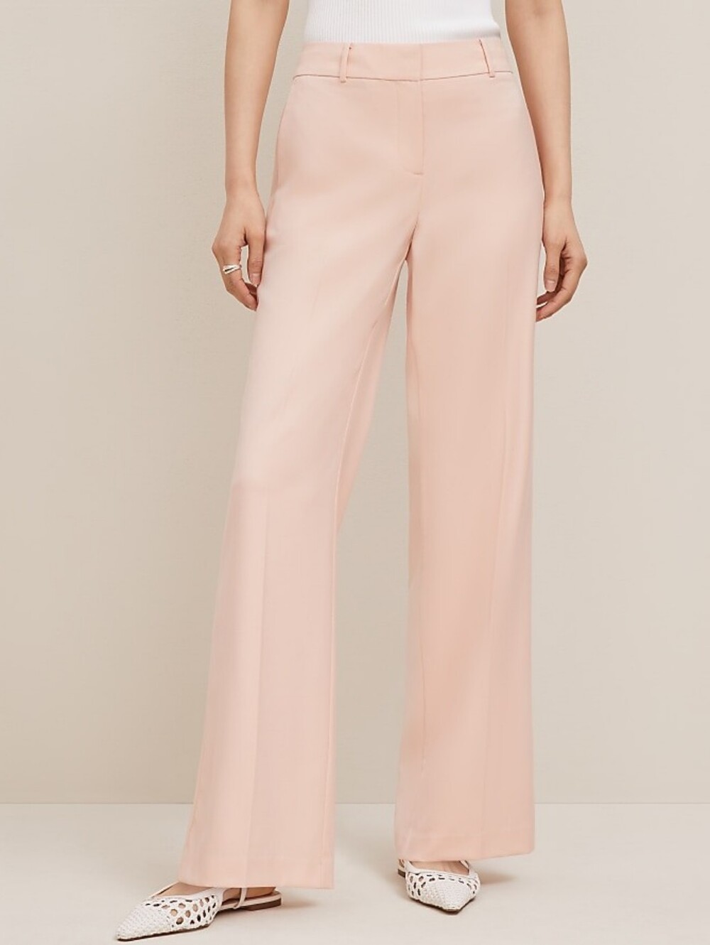 Ann Taylor The Jayne Trouser Curvy Fit Women's 6 Pants Wide Leg in Soft Blush